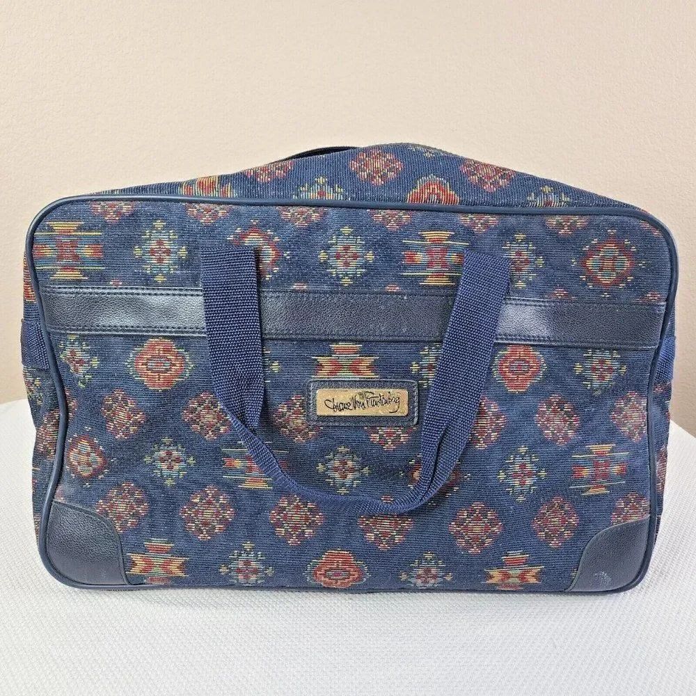 Vtg 90s Diane Von Furstenburg Navajo Aztec Print Tapestry Weekend Bag